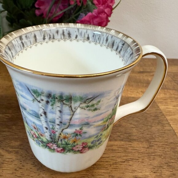 Royal Albert Silver Birch Mug Bone China England – Floral Birch Tree Tea Coffee - Picture 4 of 8